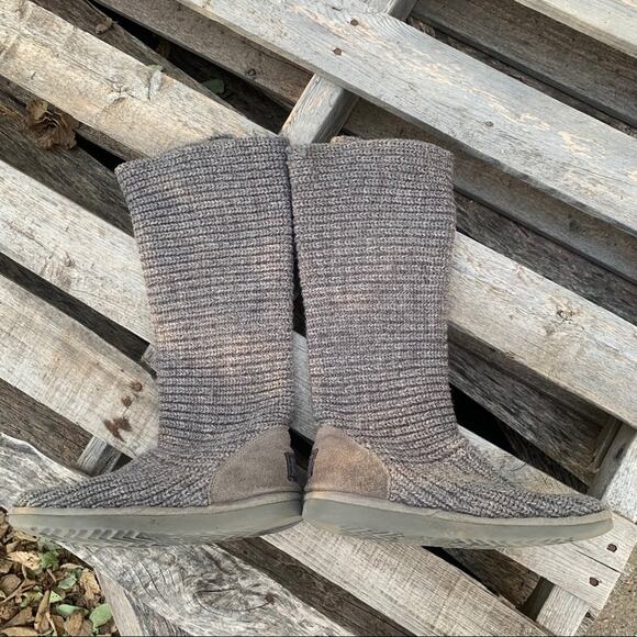 Ugg 5819 Cardy grey fold over knit winter boots Size 7 - Picture 8 of 8